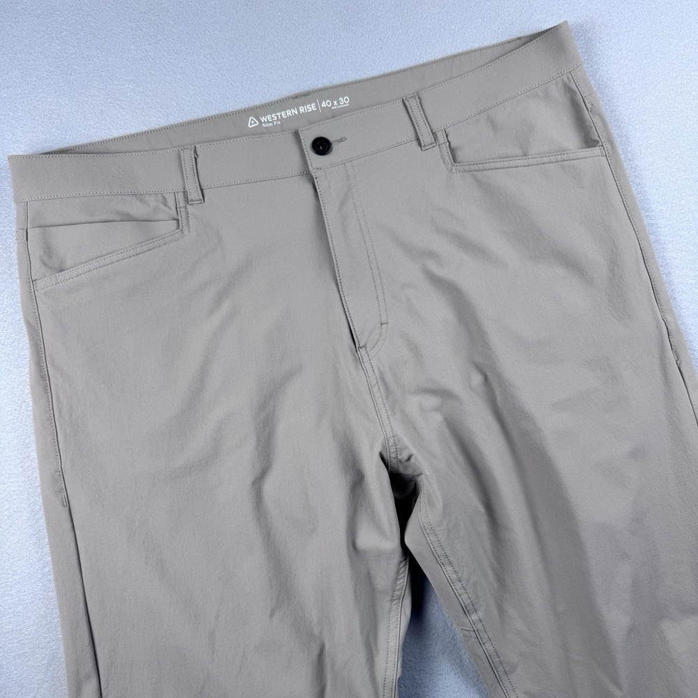 Western Rise Evolution Chino Pant Men 40x30 Beige Slim Fit Golf Performance